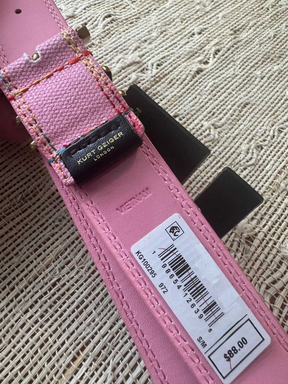 Kurt Geiger Shoreditch Belt - Swirl Rainbow Rhinestone Covered - S/M